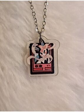 Pokemon Card Sylveon Stainless Steel Acrylic Necklace